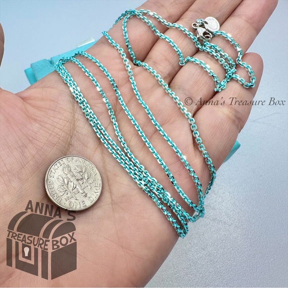 Tiffany & Co. 925 Silver Blue Enamel Sparkler Link 30" Necklace (box, pch, rbbn) - Picture 5 of 6